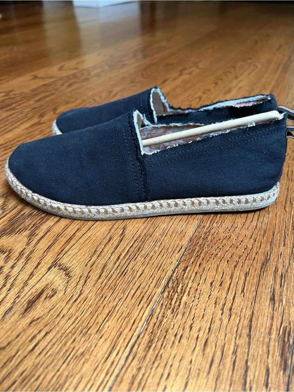 Vionic Black Canvas Espadrille Slip-Ons with Jute Trim
